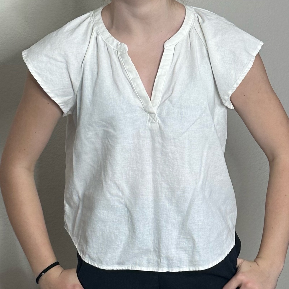 Universal Thread Flutter Short Sleeve Blouse - White - XS